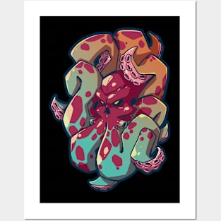 Angry Skull Octopus Posters and Art